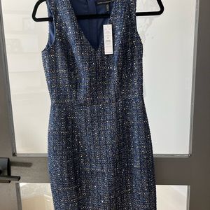 WHITE HOUSE BLACK MARKET Lurex sequin tweed dress navy 00